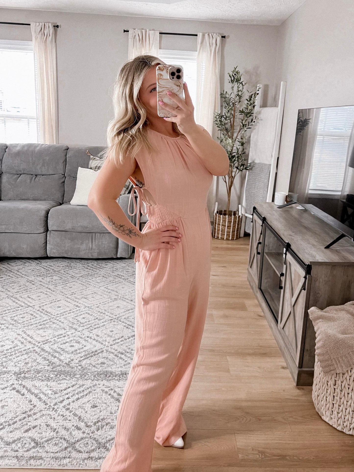 Linen Love Dusty Pink Jumpsuit Final Sale