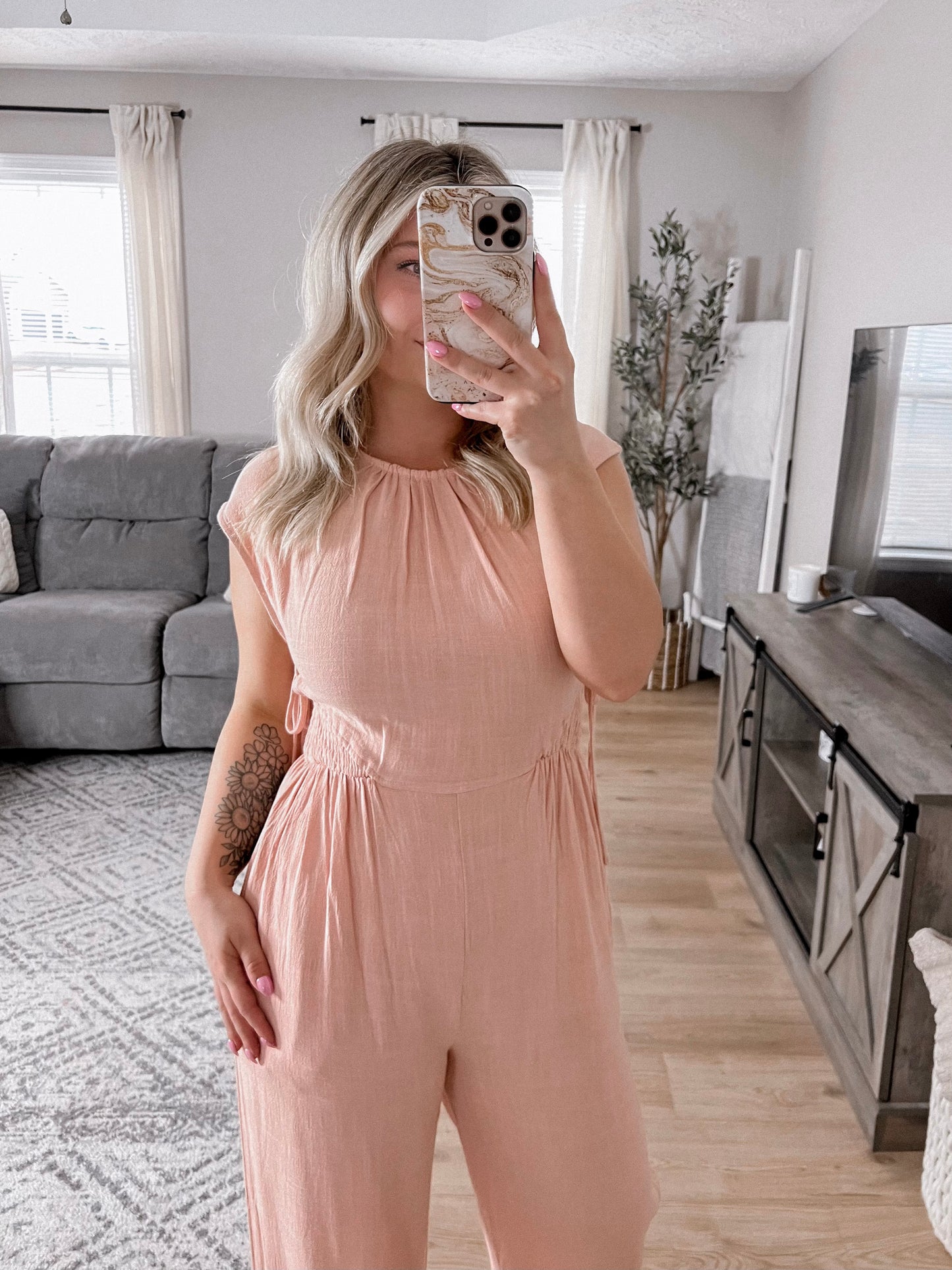 Linen Love Dusty Pink Jumpsuit Final Sale