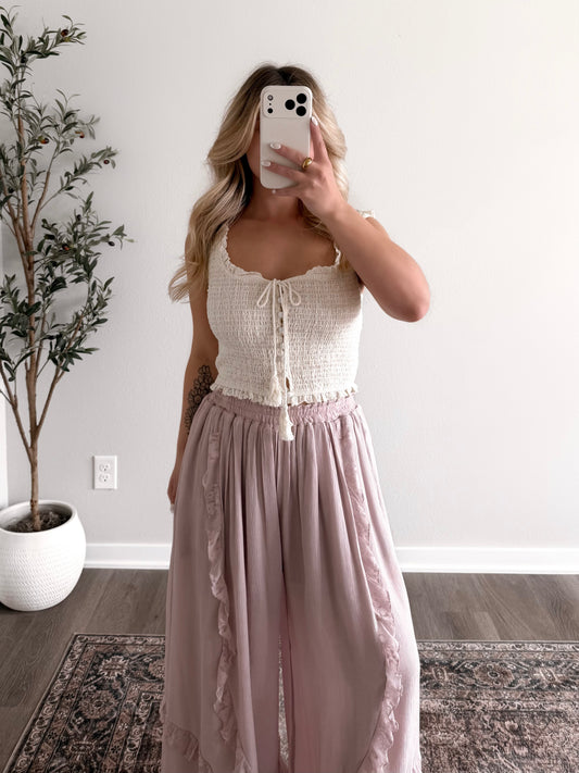 Sunfaded Smocked Crop Top