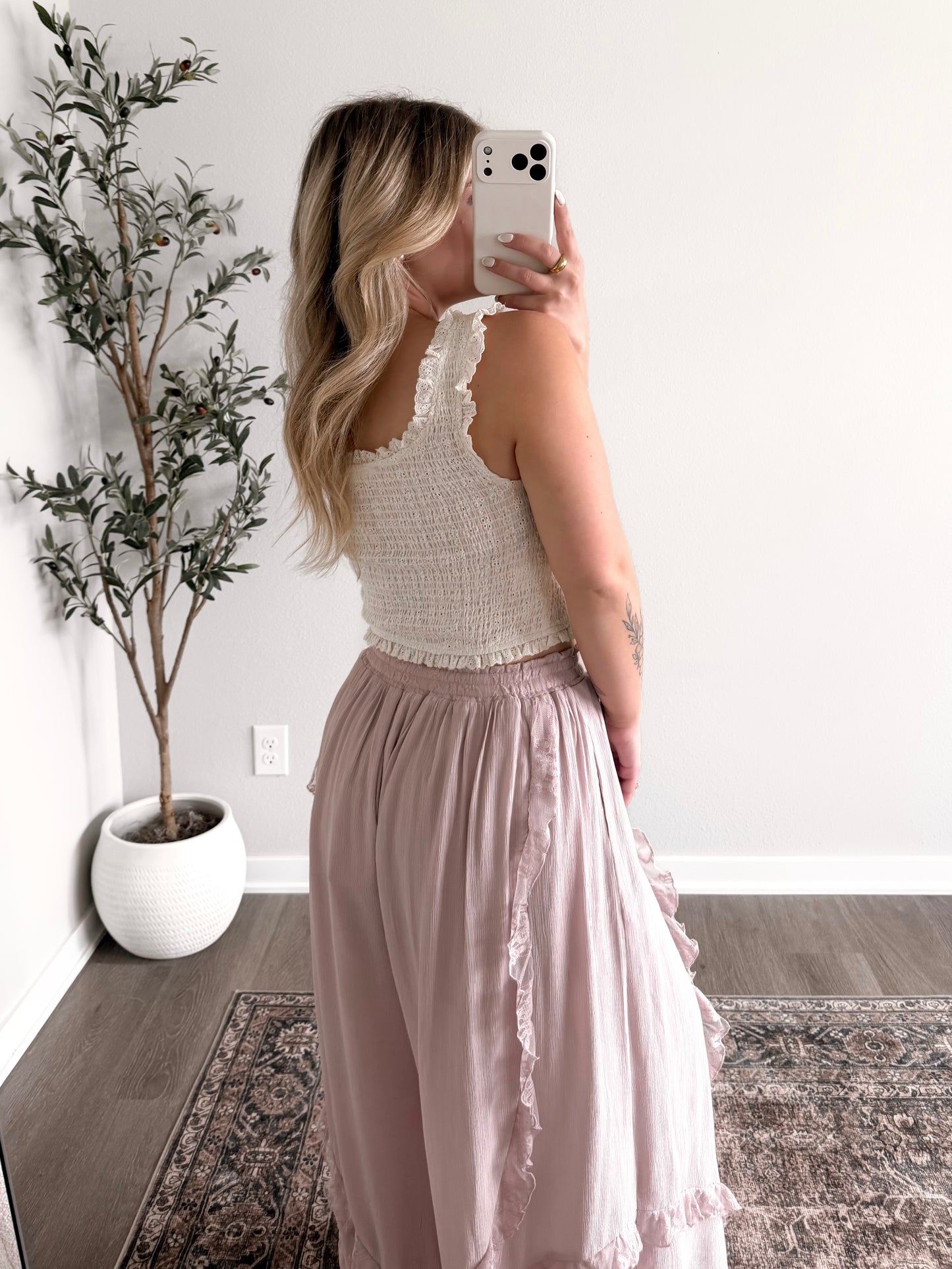Sunfaded Smocked Crop Top