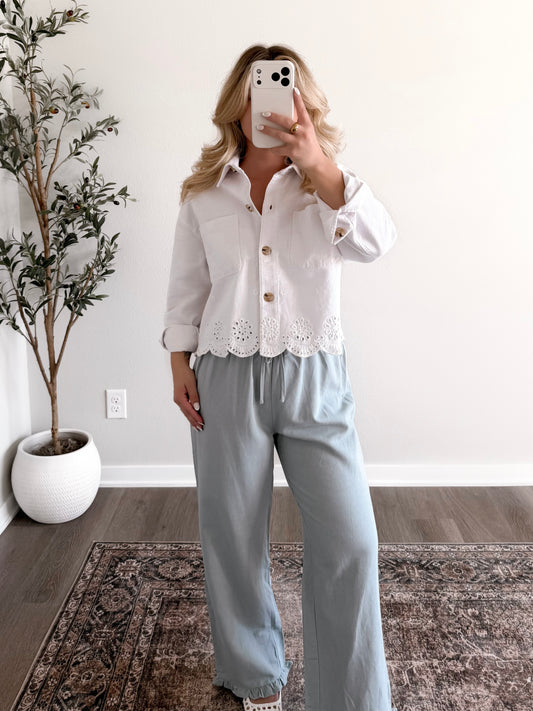 White Eyelet Denim Jacket
