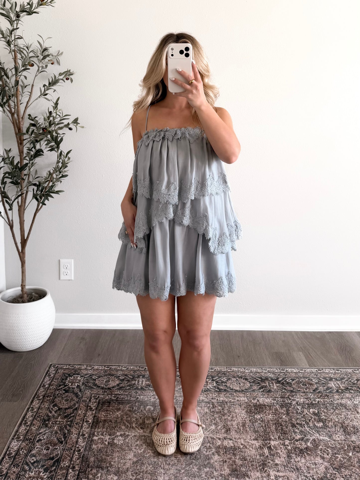 Easy Romance Lace Dress / Dusty Blue Final Sale