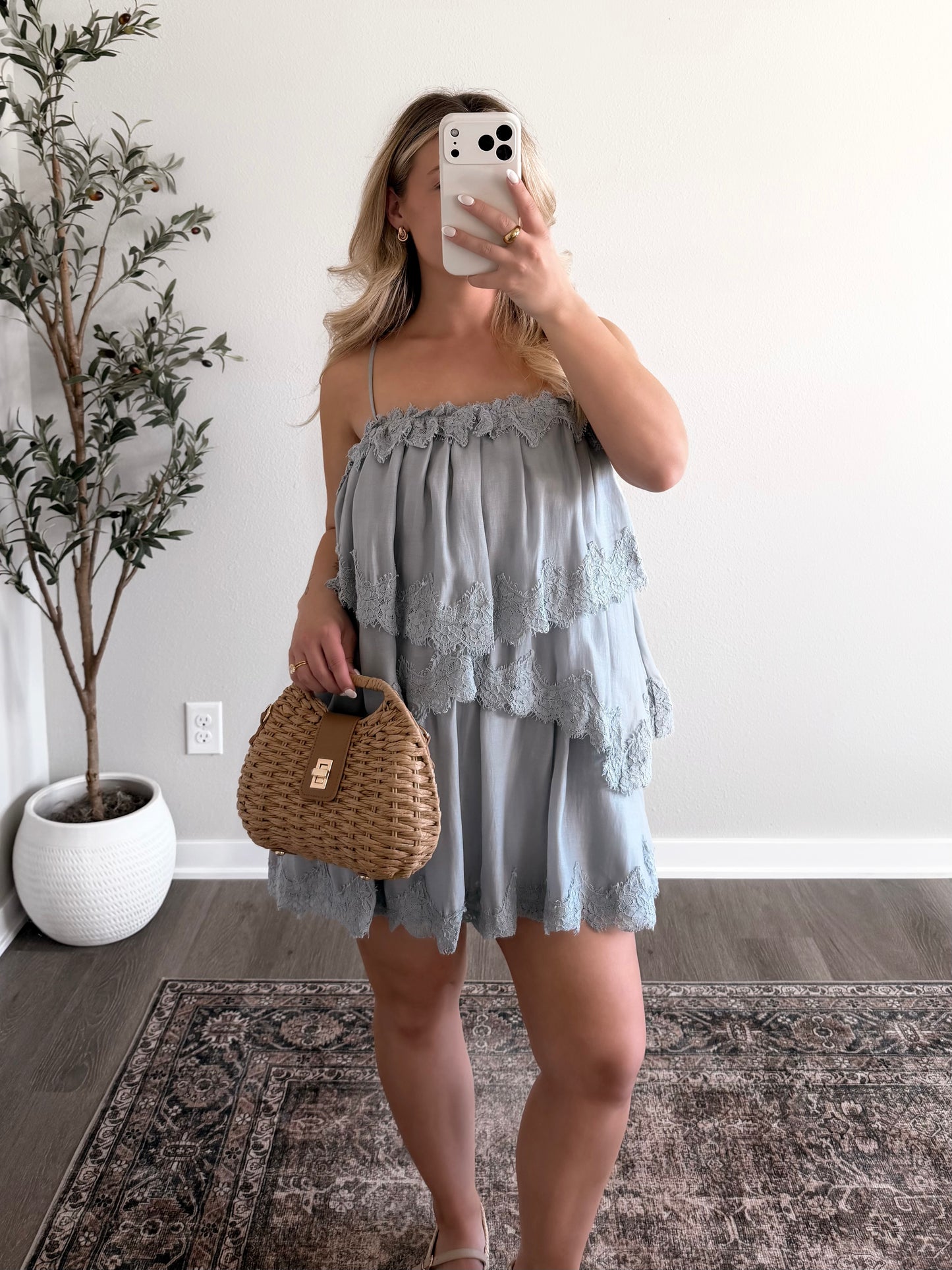 Easy Romance Lace Dress / Dusty Blue Final Sale