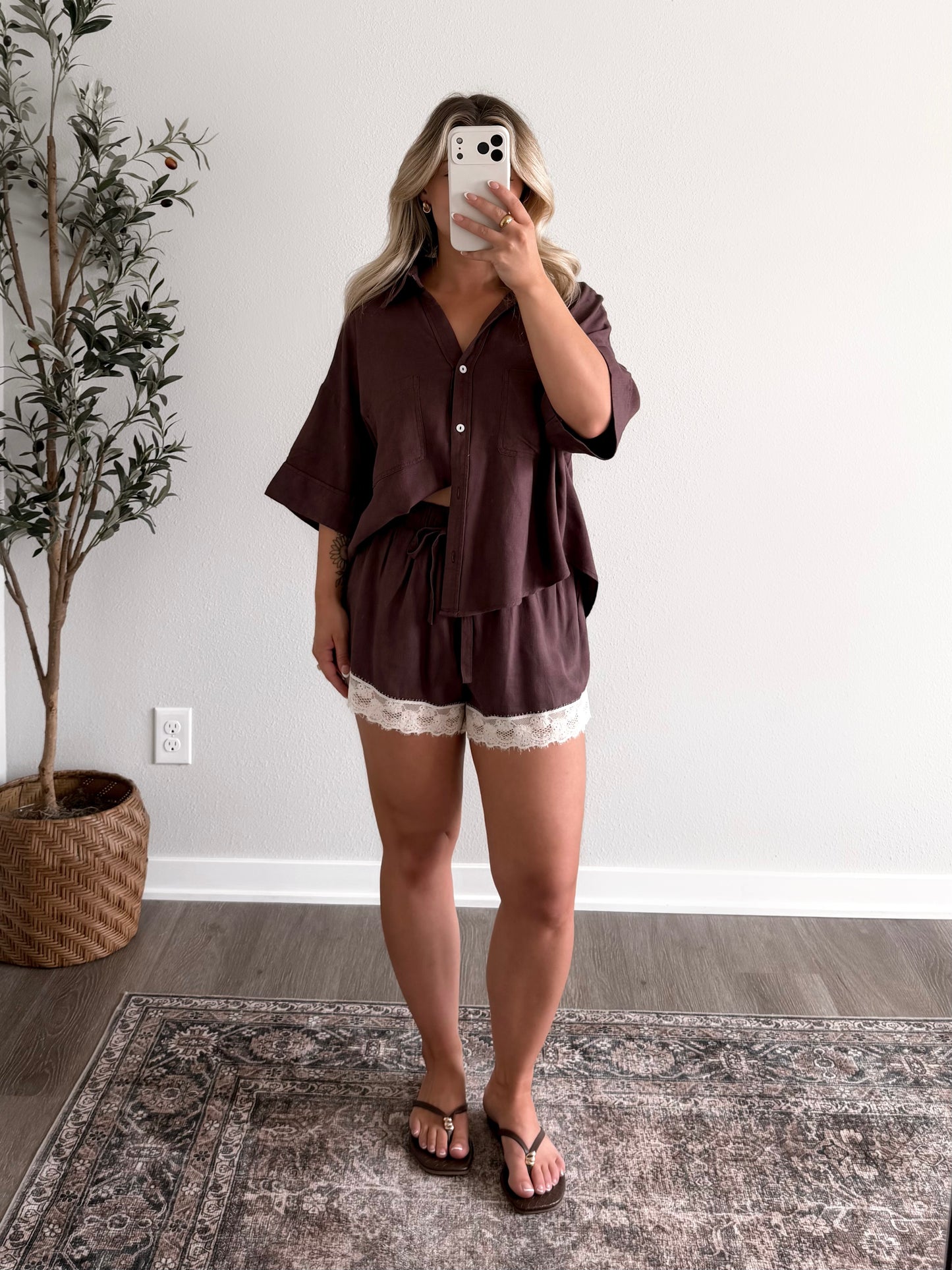 Toasted Coconut Lace Short Set