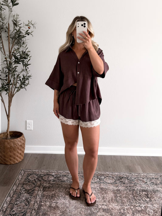 Toasted Coconut Lace Short Set