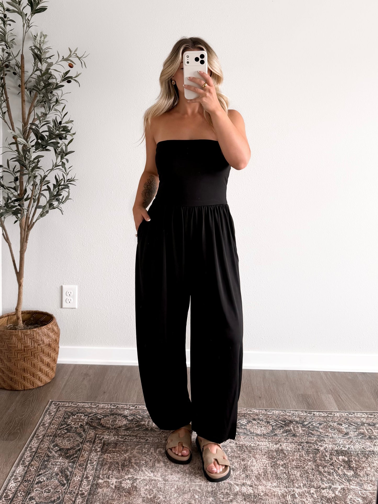 Daily Grind Strapless Jumpsuit / Black