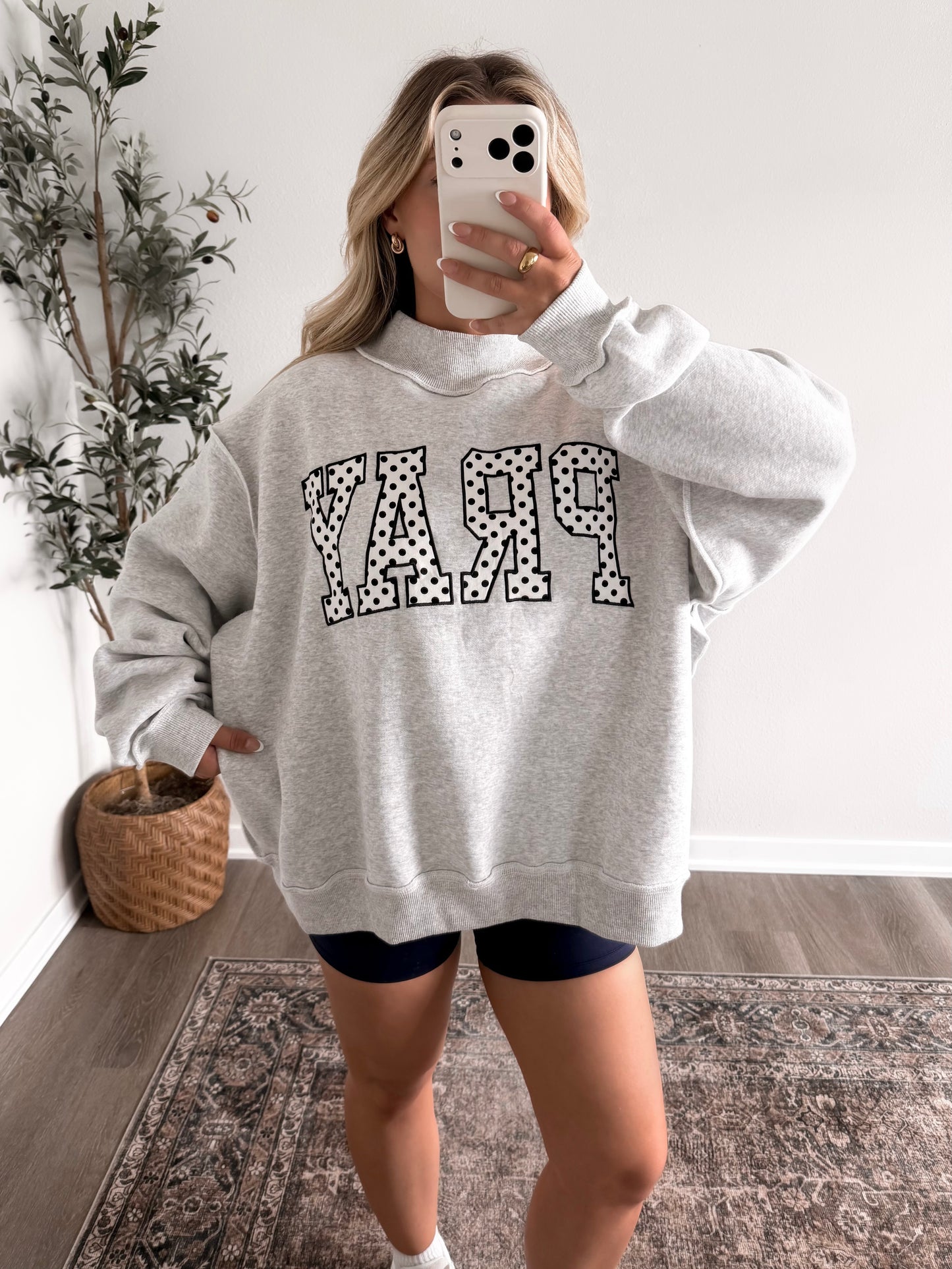 "Pray" Oversized Mockneck Pullover