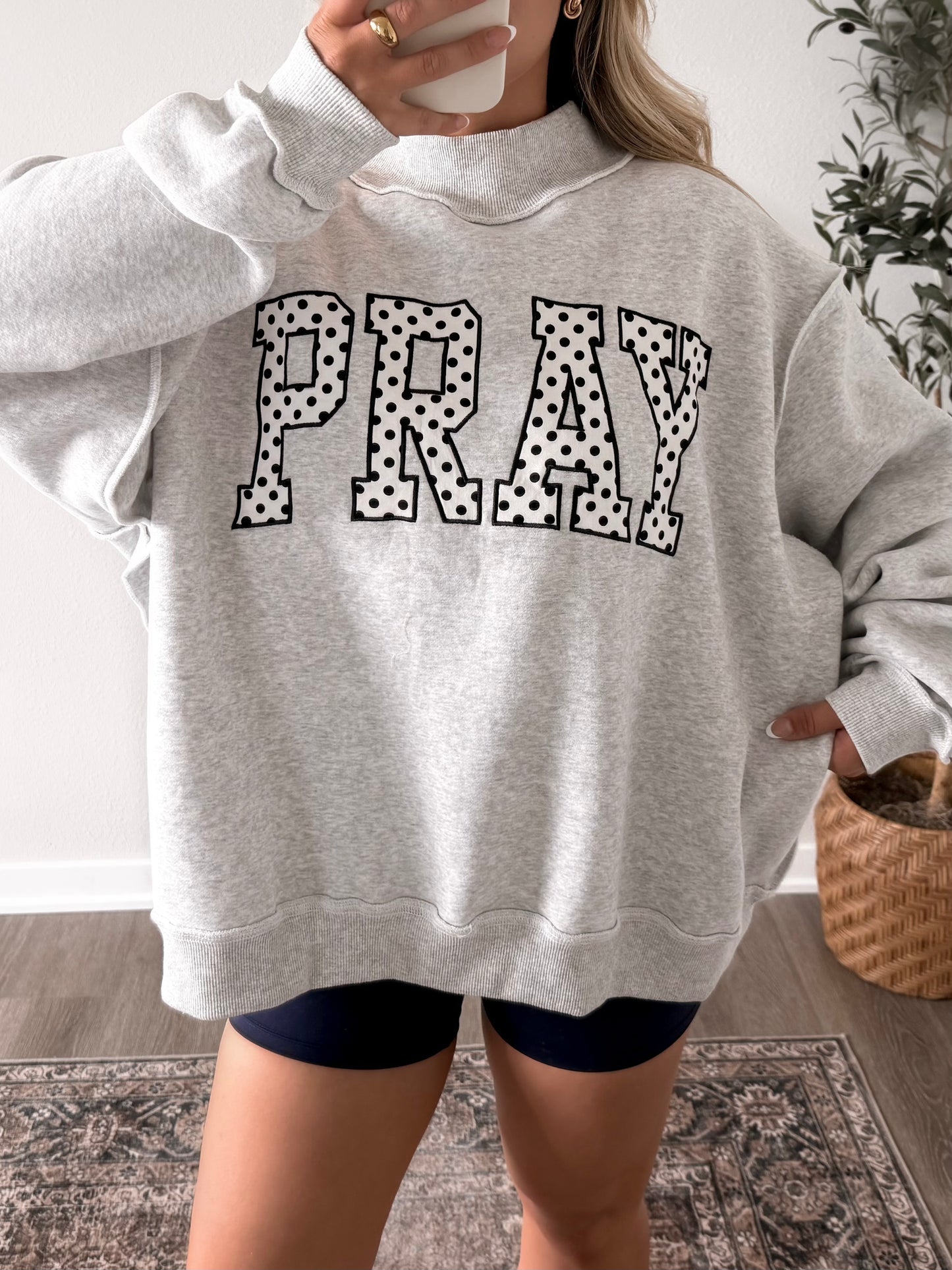 "Pray" Oversized Mockneck Pullover