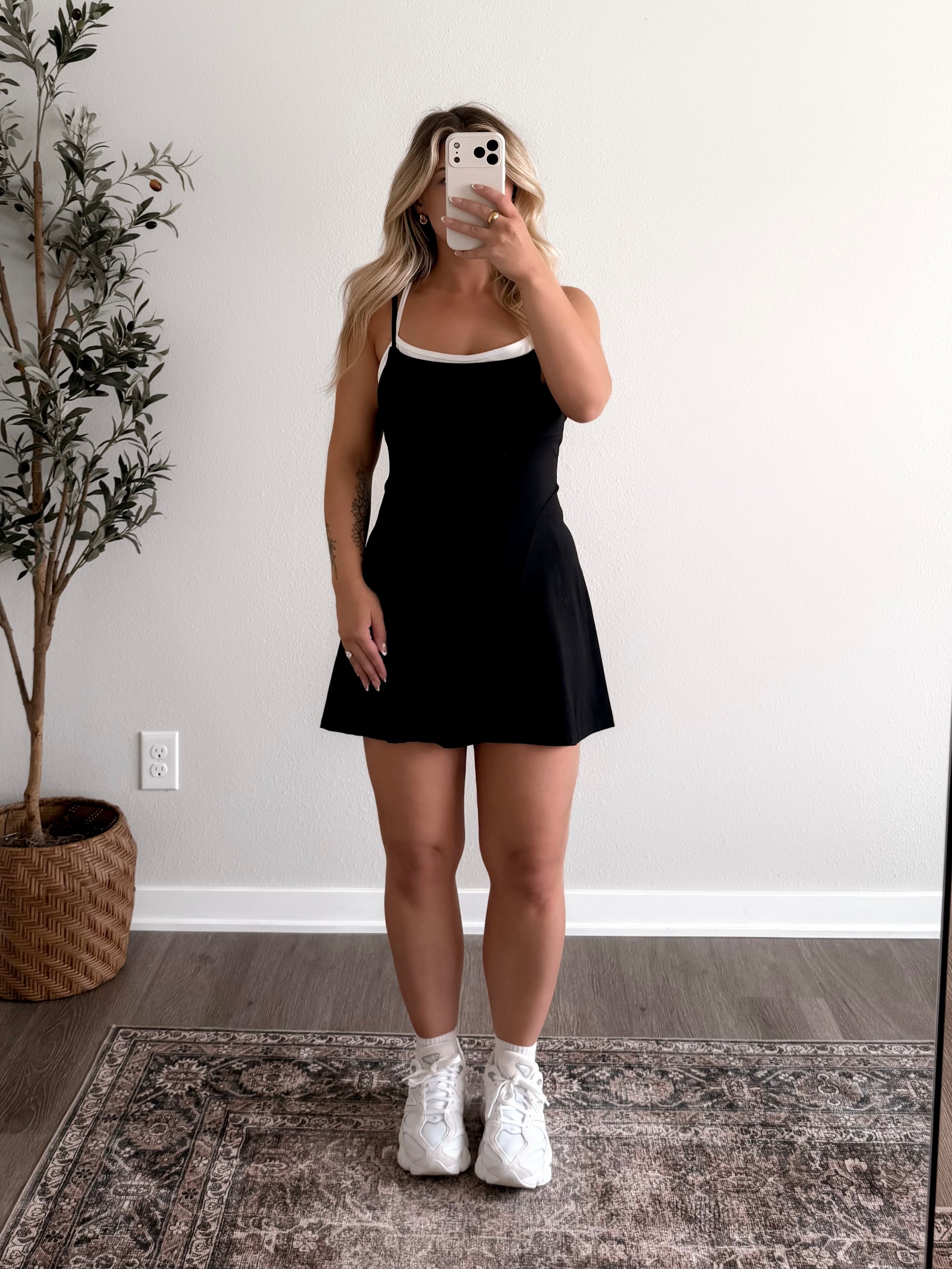 black athleisure dress Casual Party Athleisure Mini Dress in Black