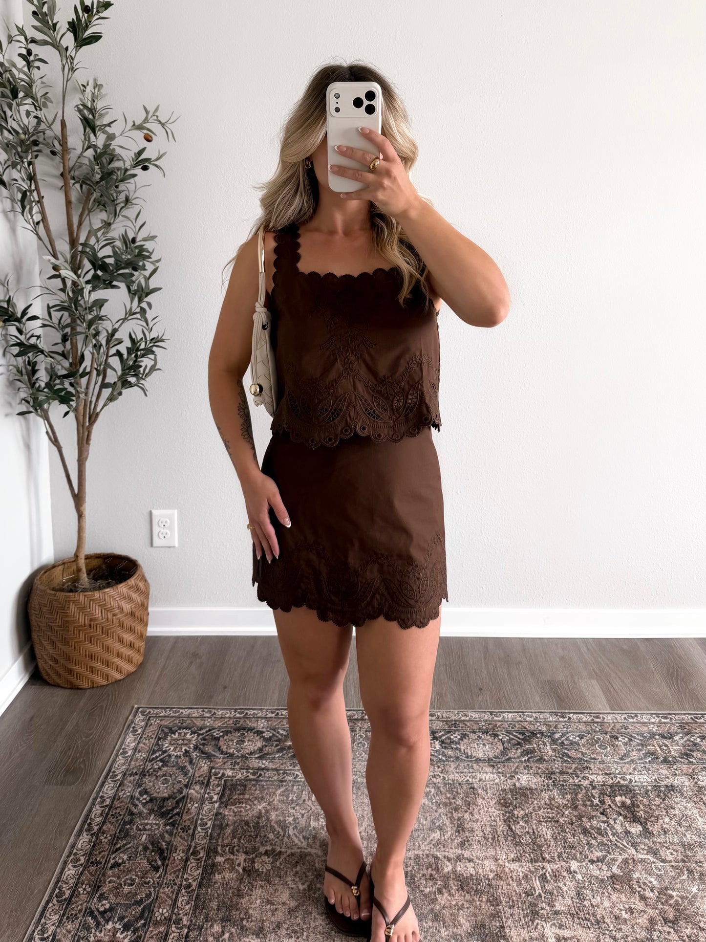 French Roast Embroidered Skirt Set