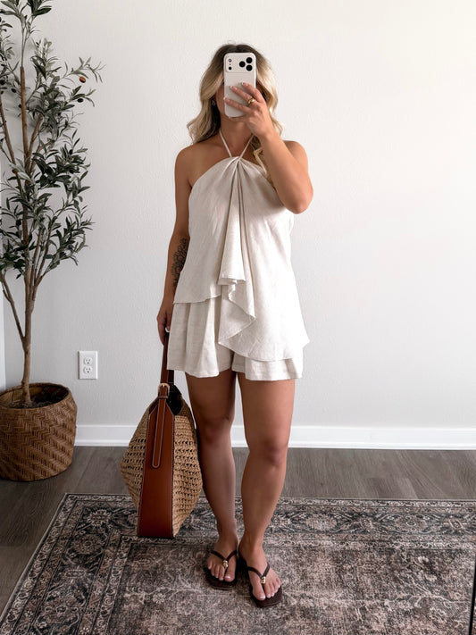 Barefoot Blvd Linen Short Set