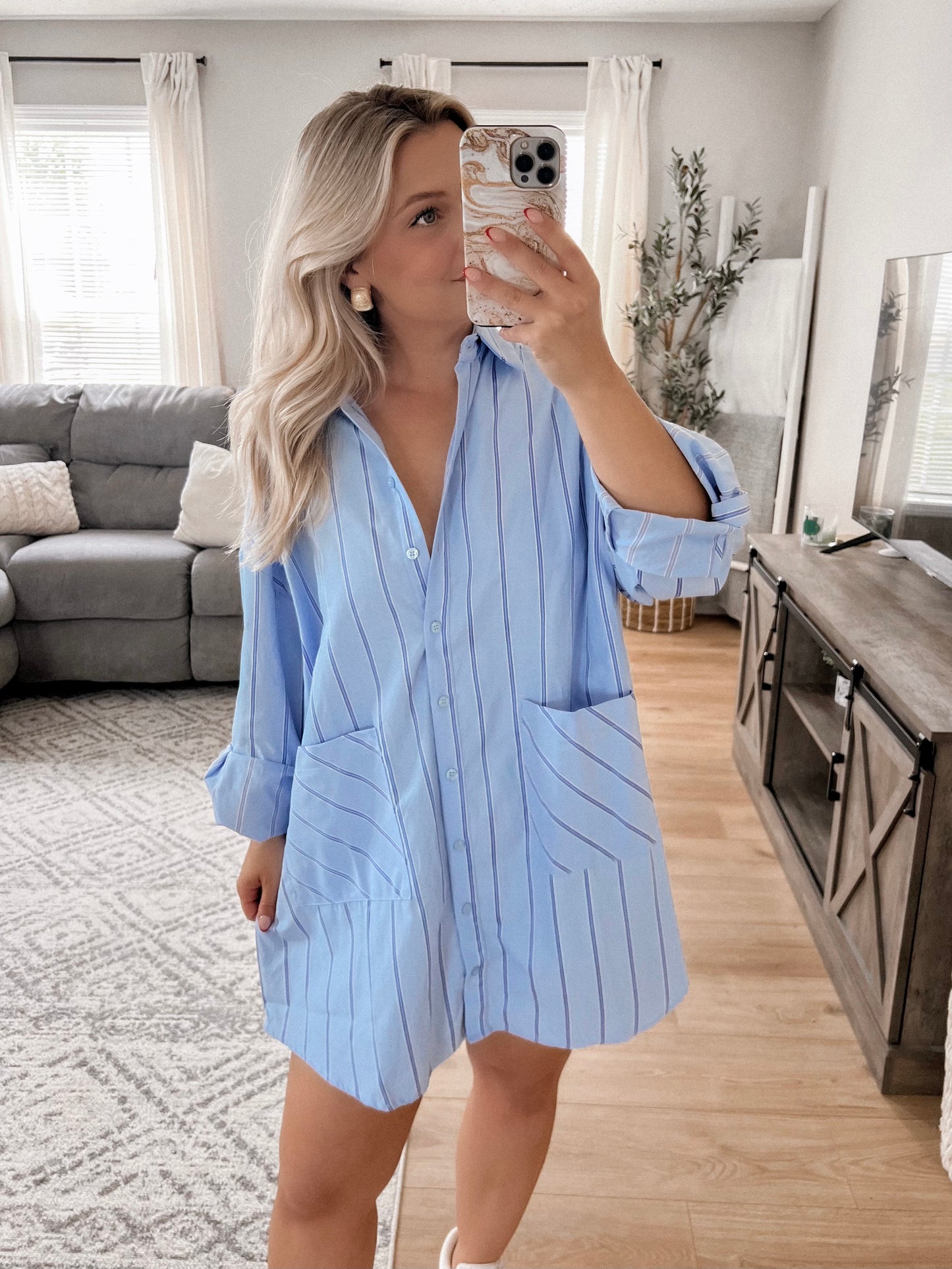 Coastline Striped Button Down Dress