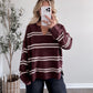 Game Day Striped Sweater / Chocolate Maroon