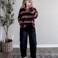 Game Day Striped Sweater / Chocolate Maroon