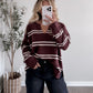 Game Day Striped Sweater / Chocolate Maroon