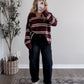 Game Day Striped Sweater / Chocolate Maroon