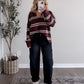 Game Day Striped Sweater / Chocolate Maroon