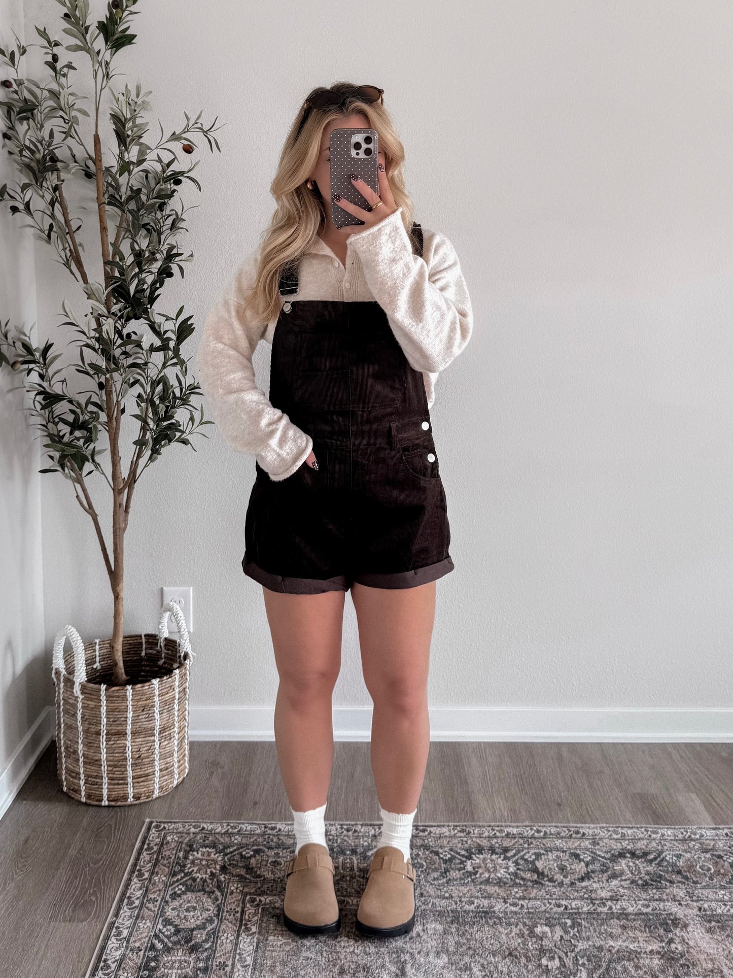 Cozy Bear Corduroy Overalls / Espresso