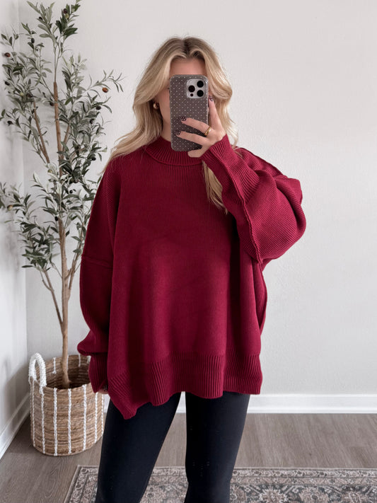 Comfort Ribbed Oversized Sweater / Burgandy