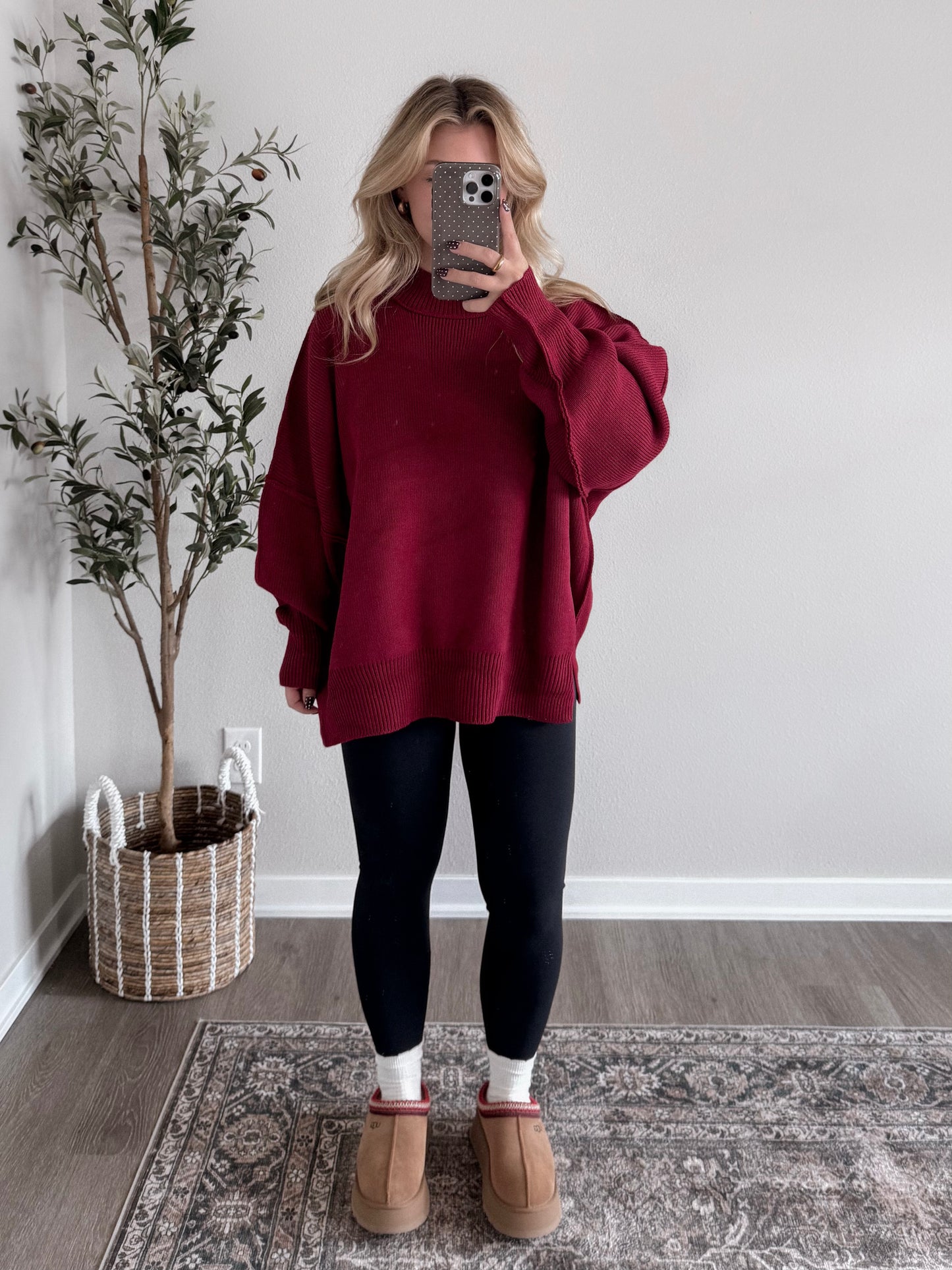 Comfort Ribbed Oversized Sweater / Burgandy