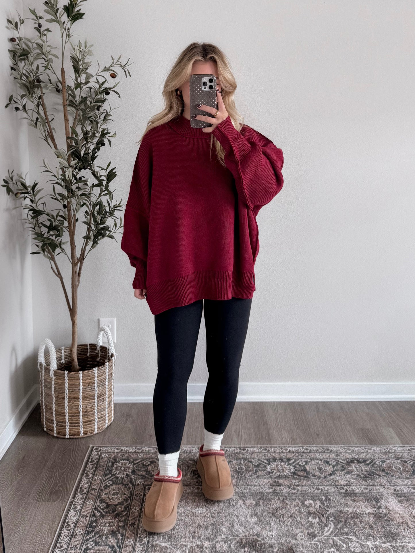 Comfort Ribbed Oversized Sweater / Burgandy