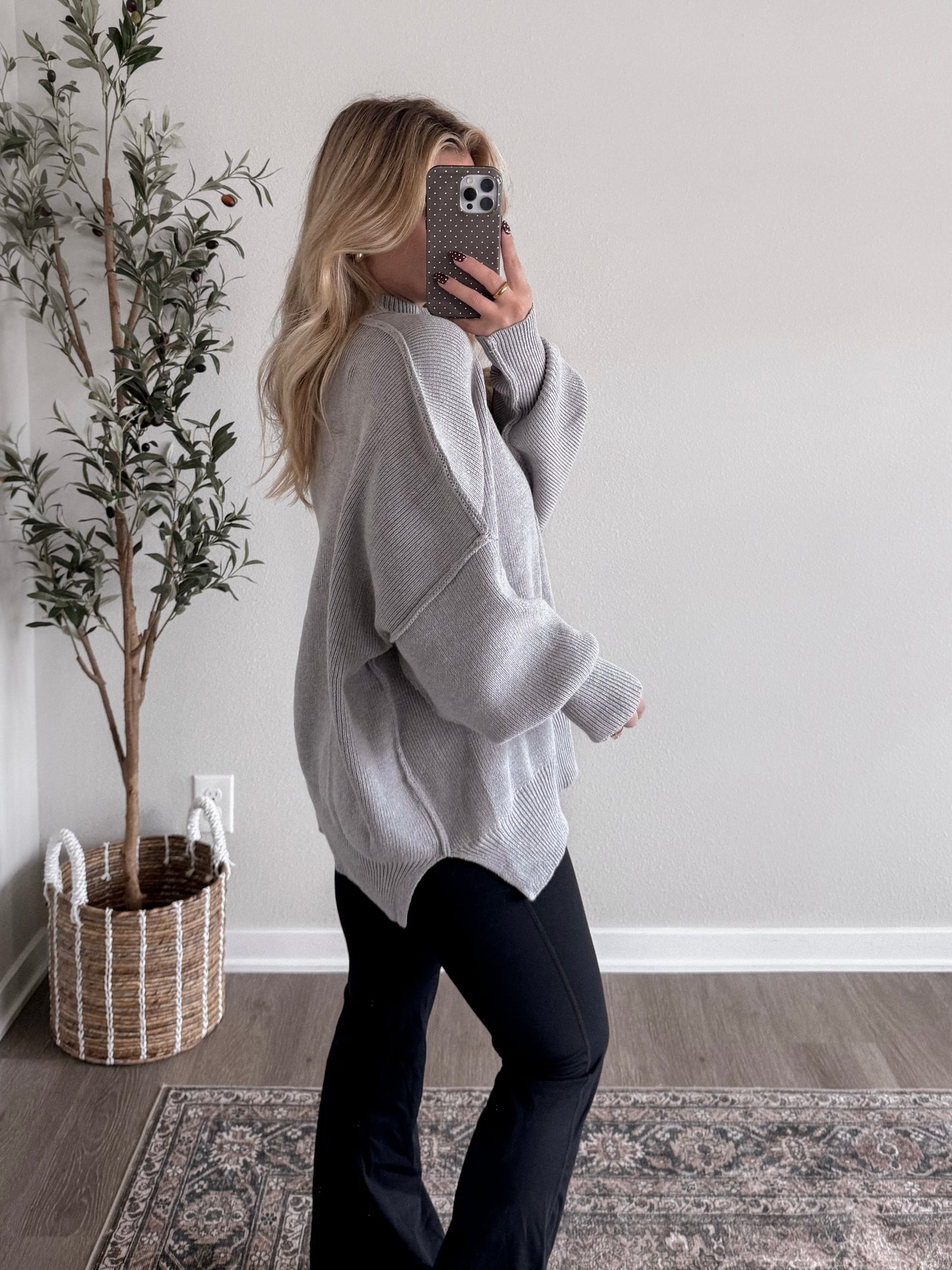 Comfort Ribbed Oversized Sweater / Light Grey