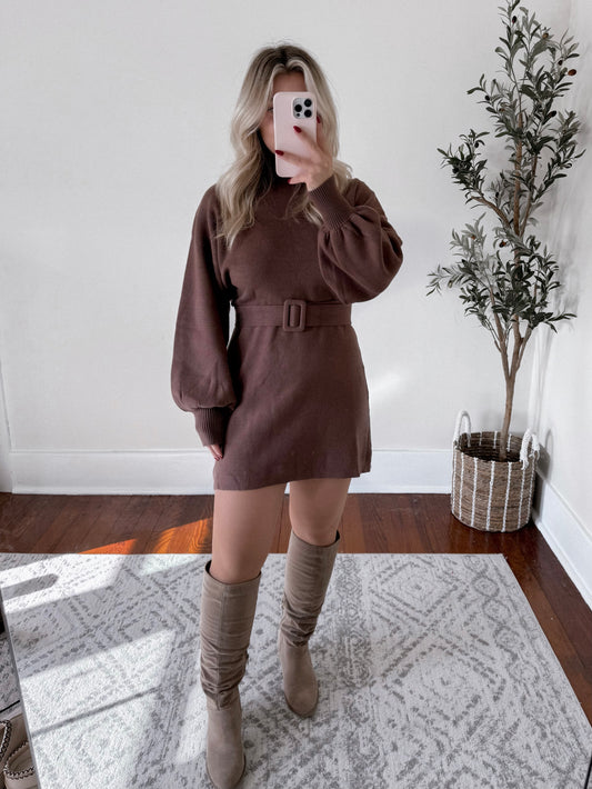 Saying Grace Belted Sweater Dress Final Sale