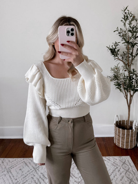 Lauryn Ruffled Knit Sweater Final Sale