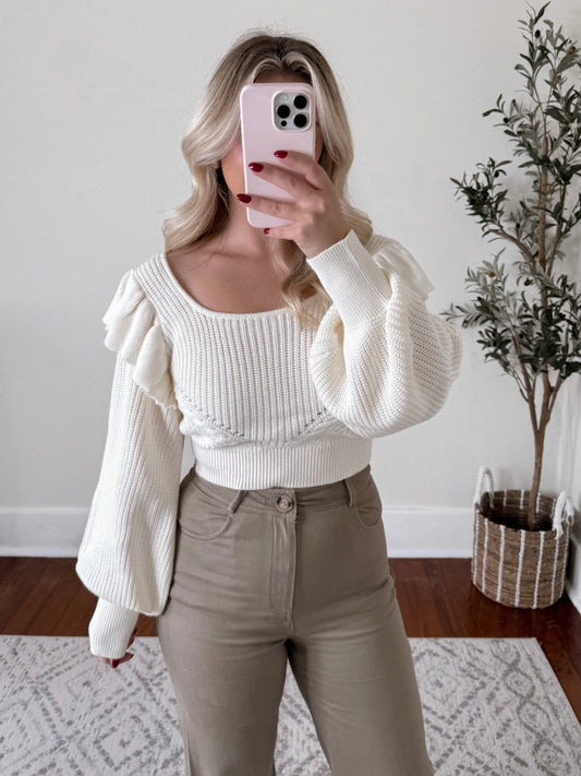 Lauryn Ruffled Knit Sweater Final Sale