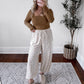 Cinnamon Chai Floral Joggers / Cream