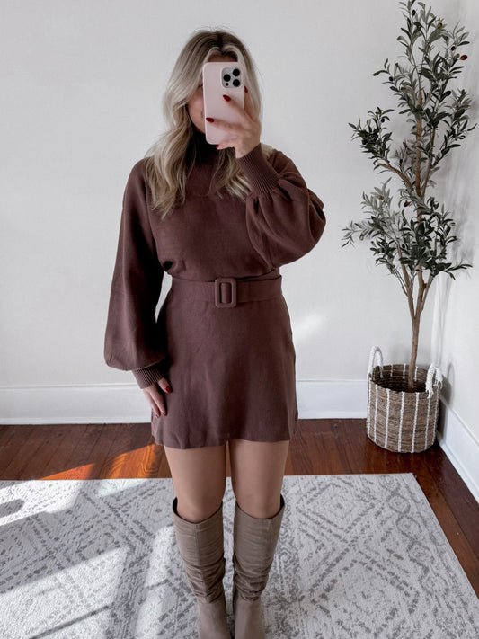 Saying Grace Belted Sweater Dress Final Sale