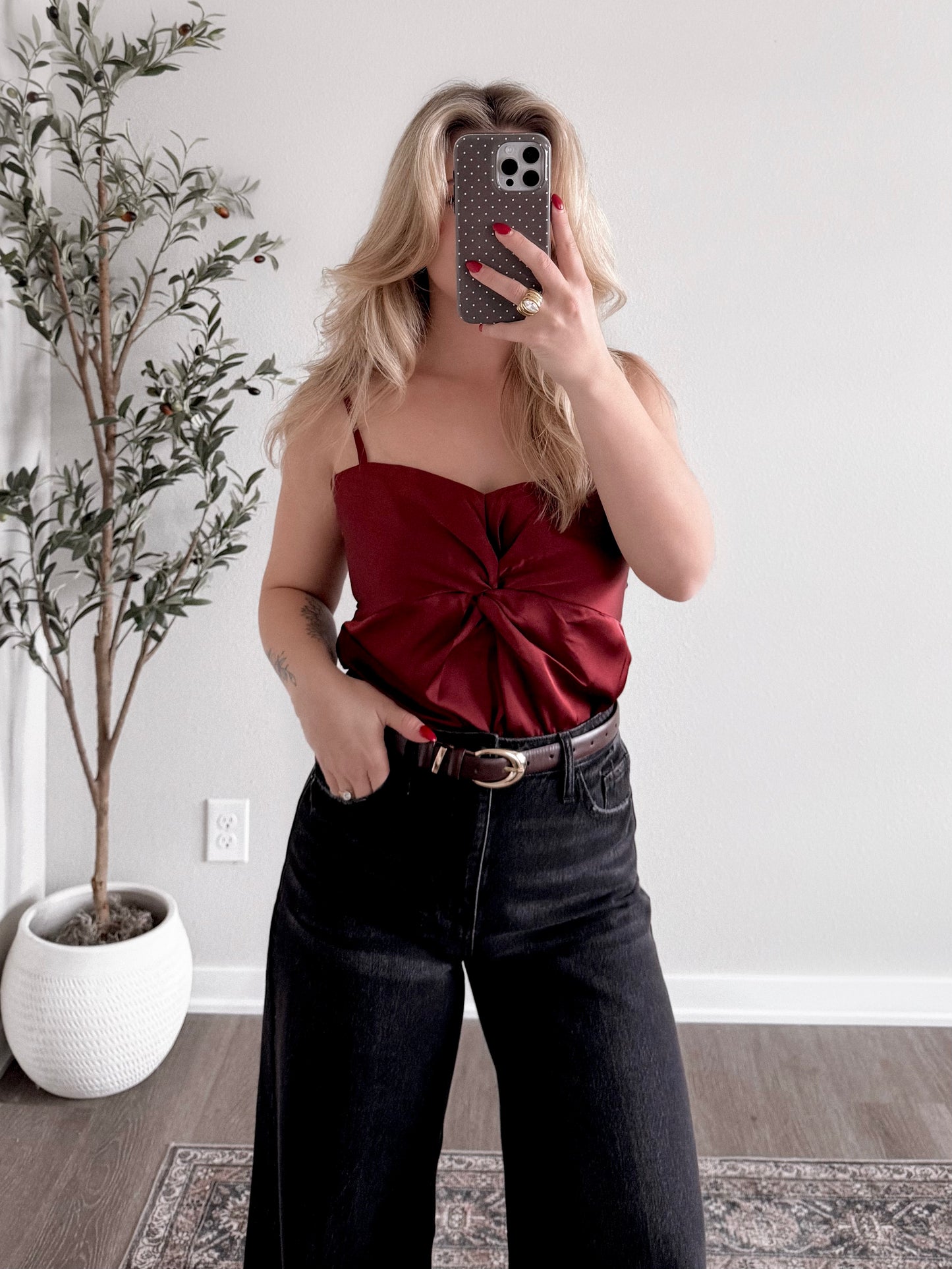 Merlot Twist Satin Tank