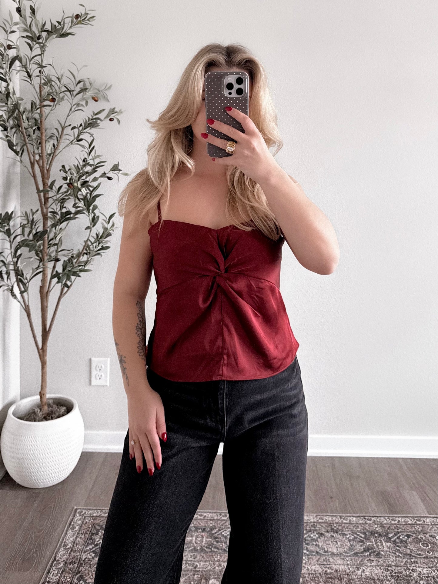 Merlot Twist Satin Tank