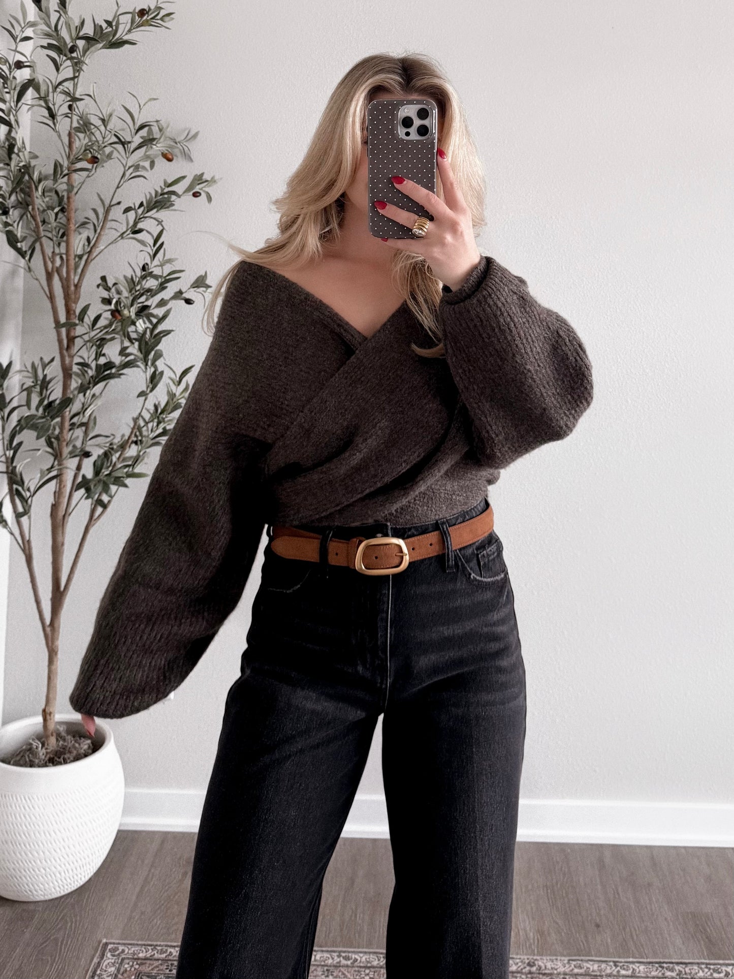 Brown Sugar Wrap Knit Sweater