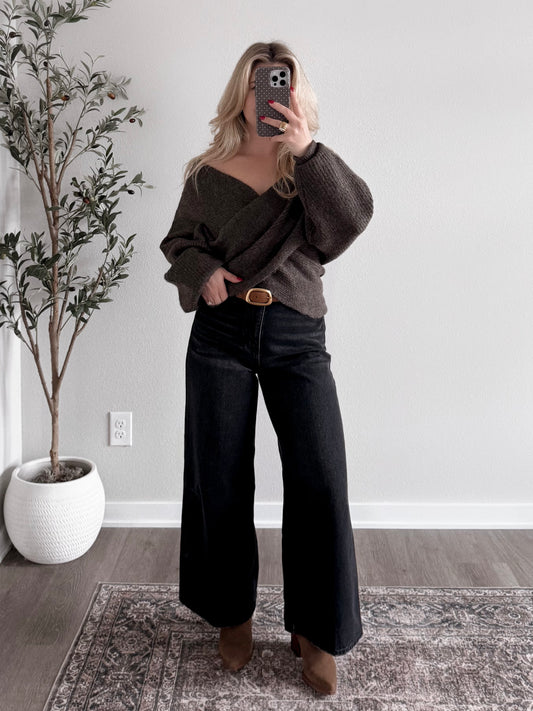 Brown Sugar Wrap Knit Sweater