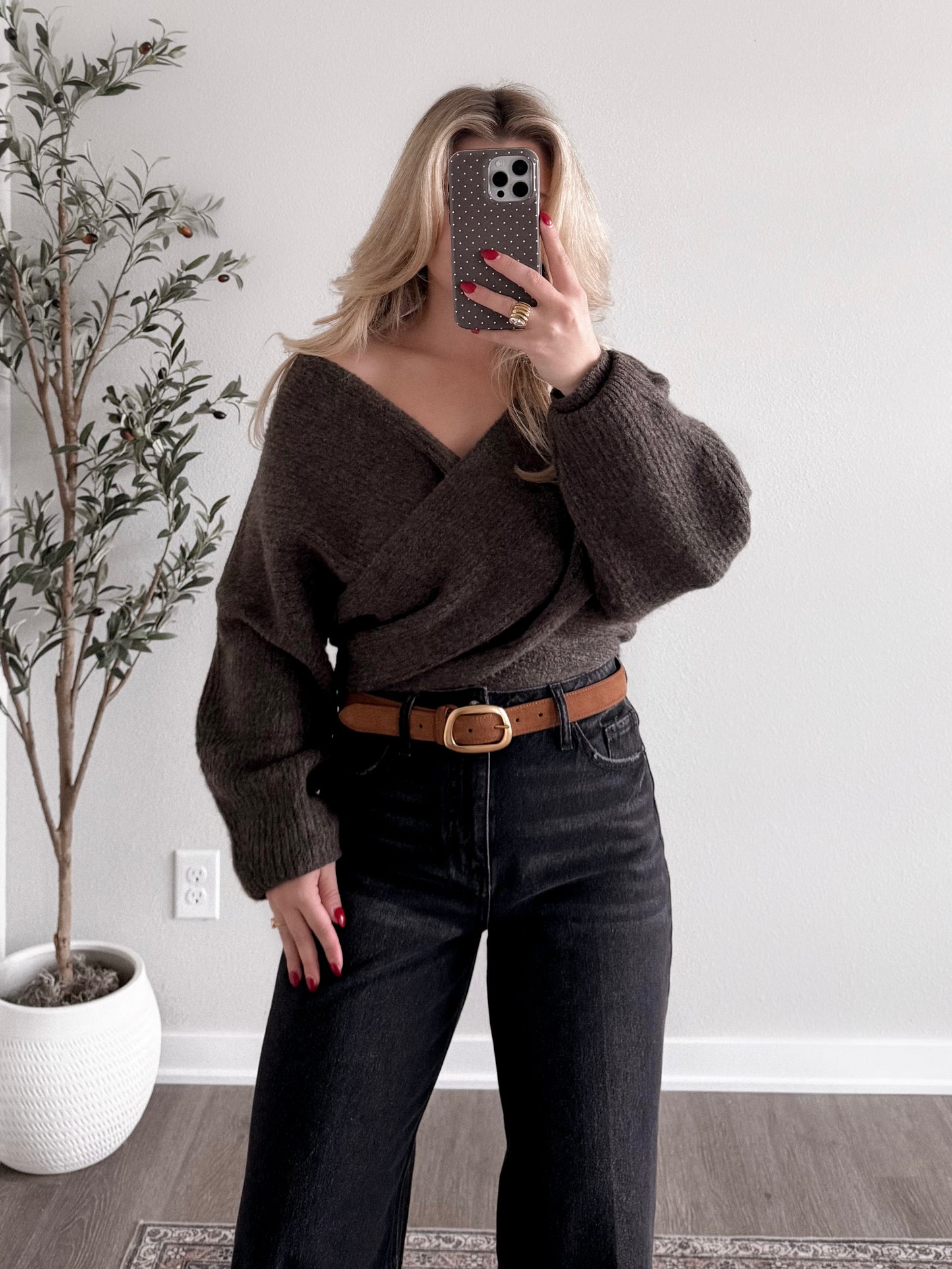Brown Sugar Wrap Knit Sweater