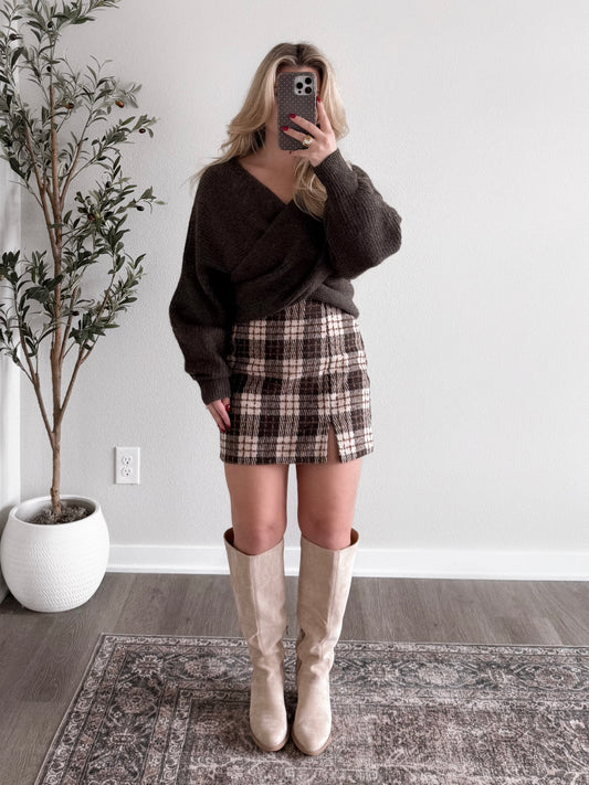 Hazelnut Plaid Skirt
