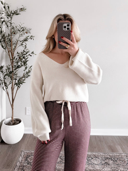 Ribbon Knit Sweater / Cream