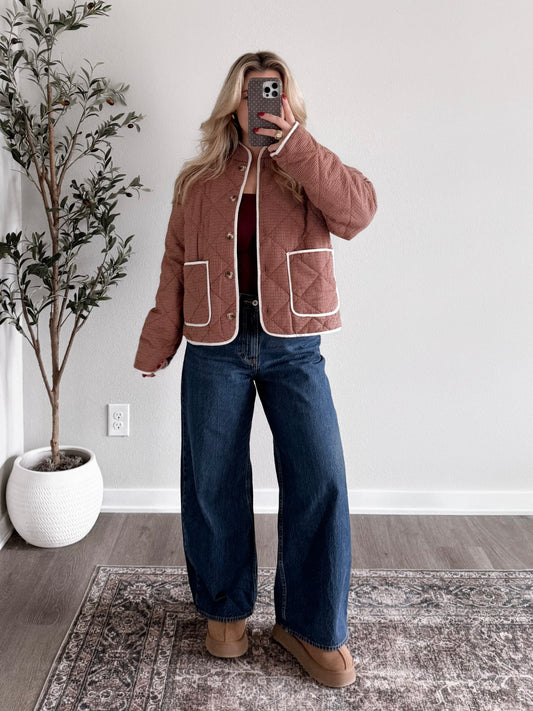 Winter Rose Plaid Quilted Jacket