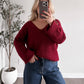 Ribbon Knit Sweater / Burgundy