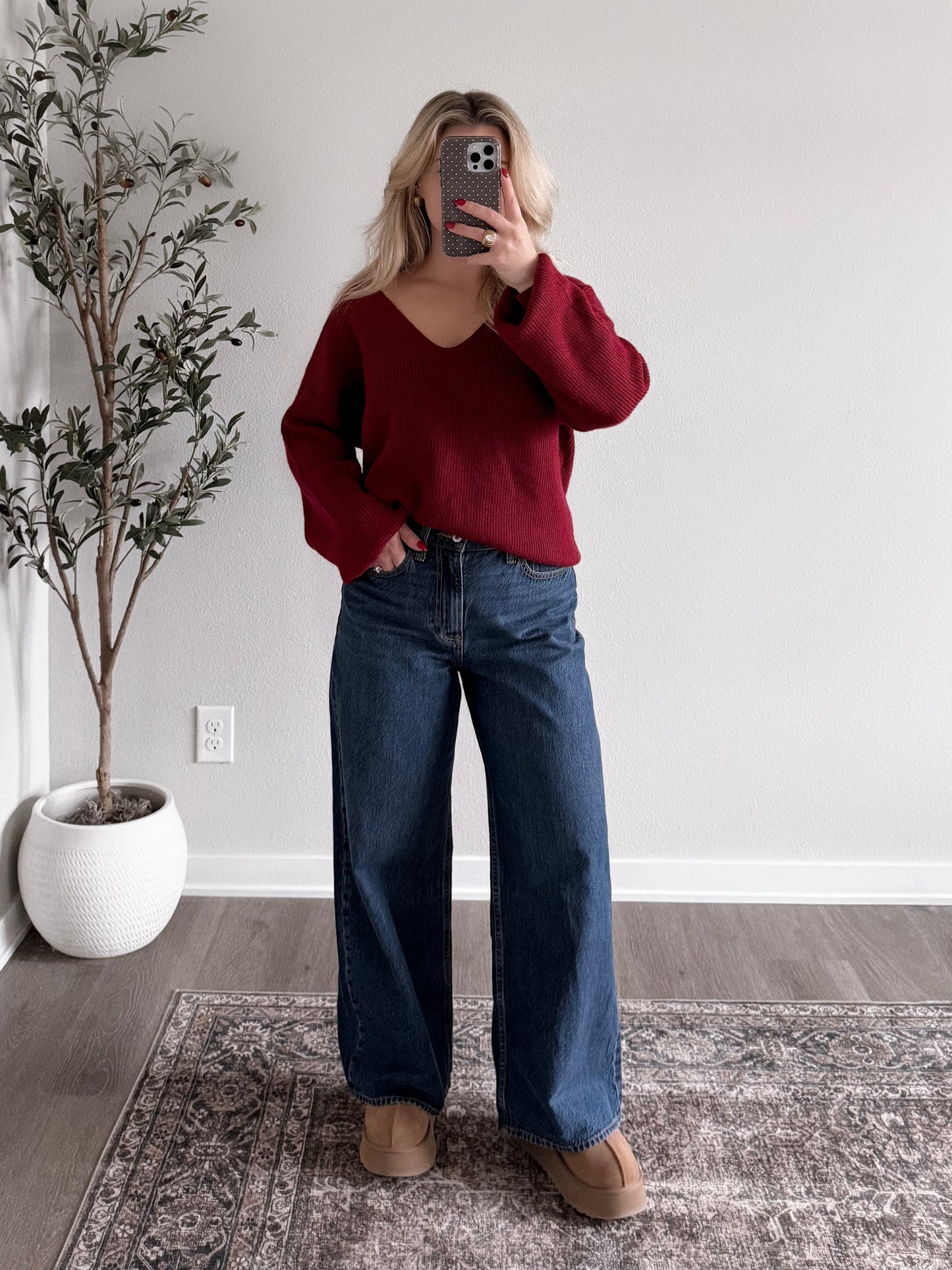 Ribbon Knit Sweater / Burgundy
