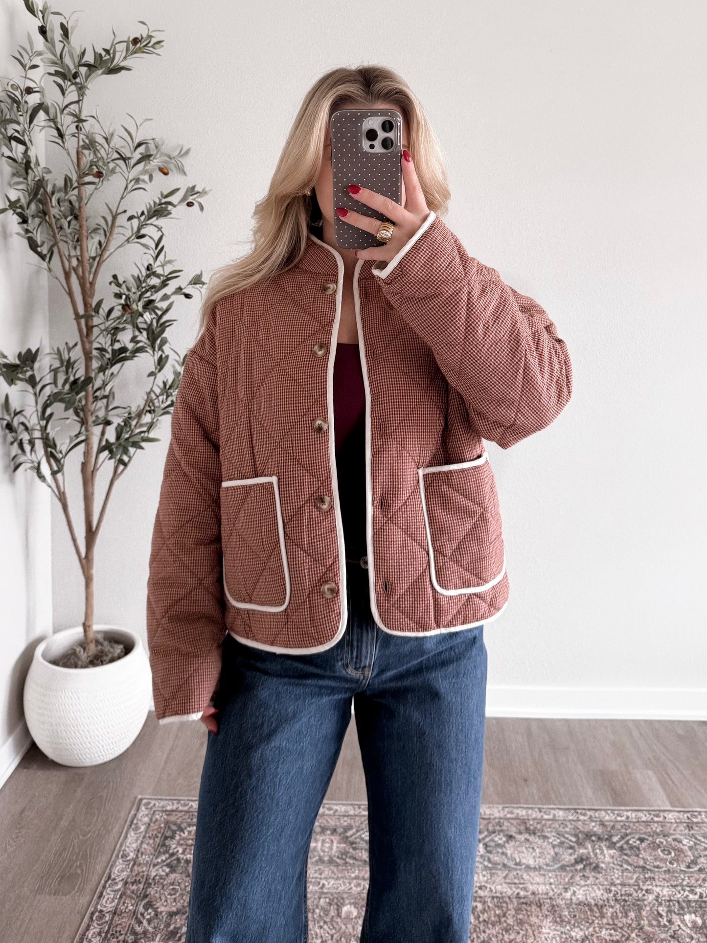 Winter Rose Plaid Quilted Jacket