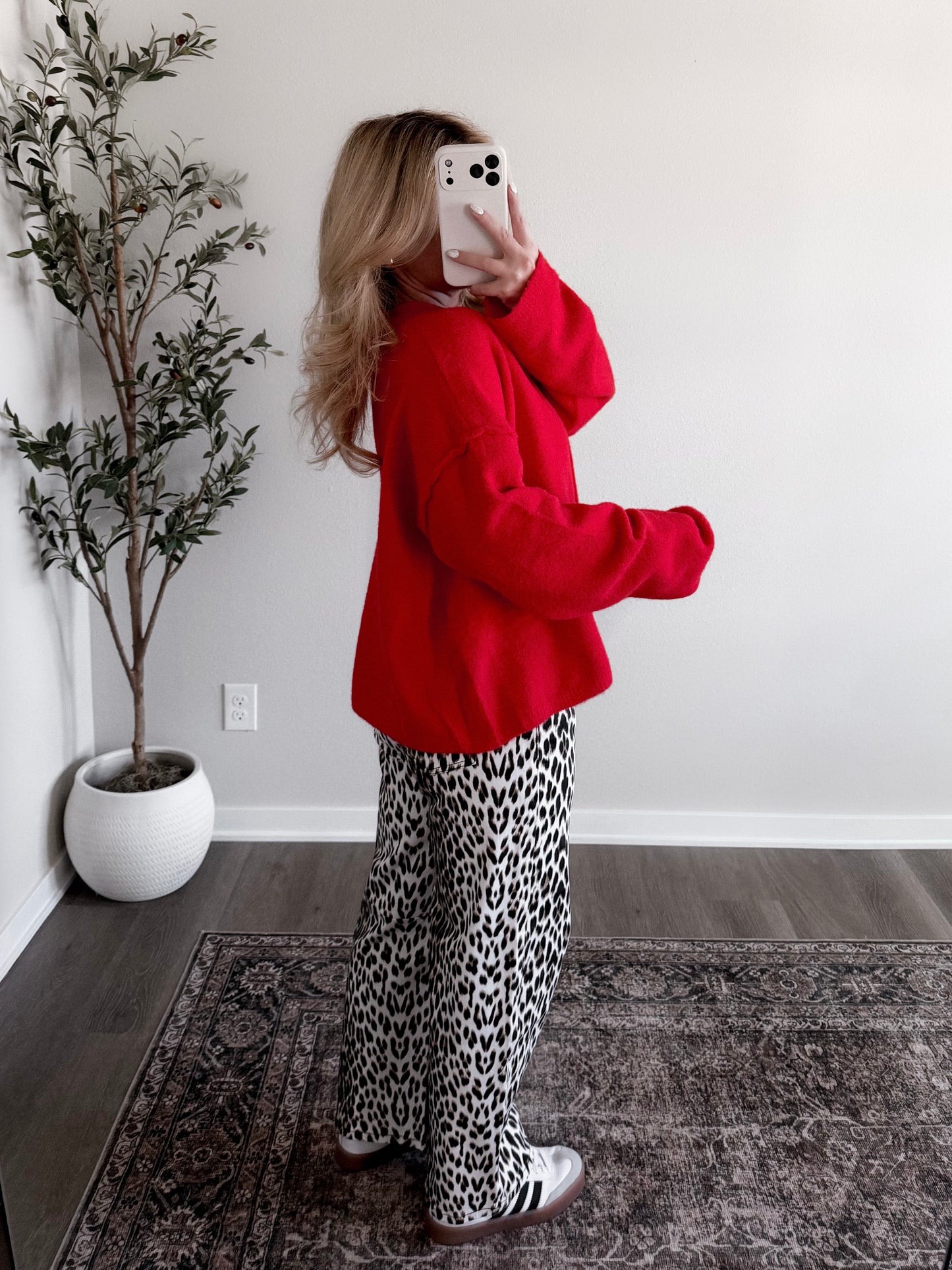 Current Cozy Knit Button Cardigan / Poppy Red
