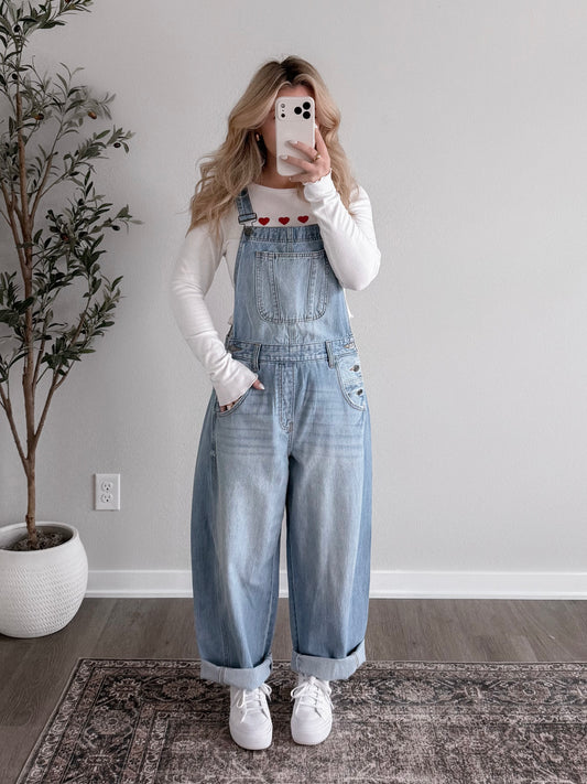 Asher Barrel Overalls / Light Wash