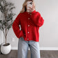 Honey Cove Button Down Sweater / Red