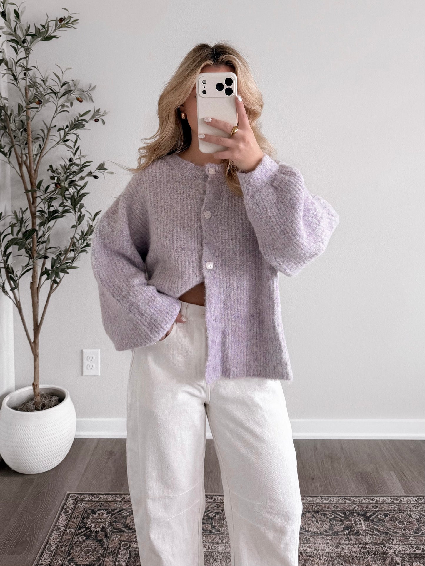 Honey Cove Button Down Sweater / Lilac