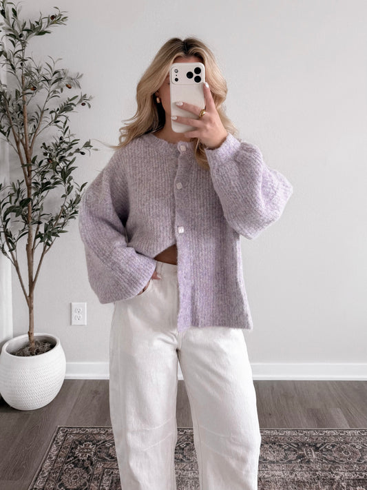 Honey Cove Button Down Sweater / Lilac