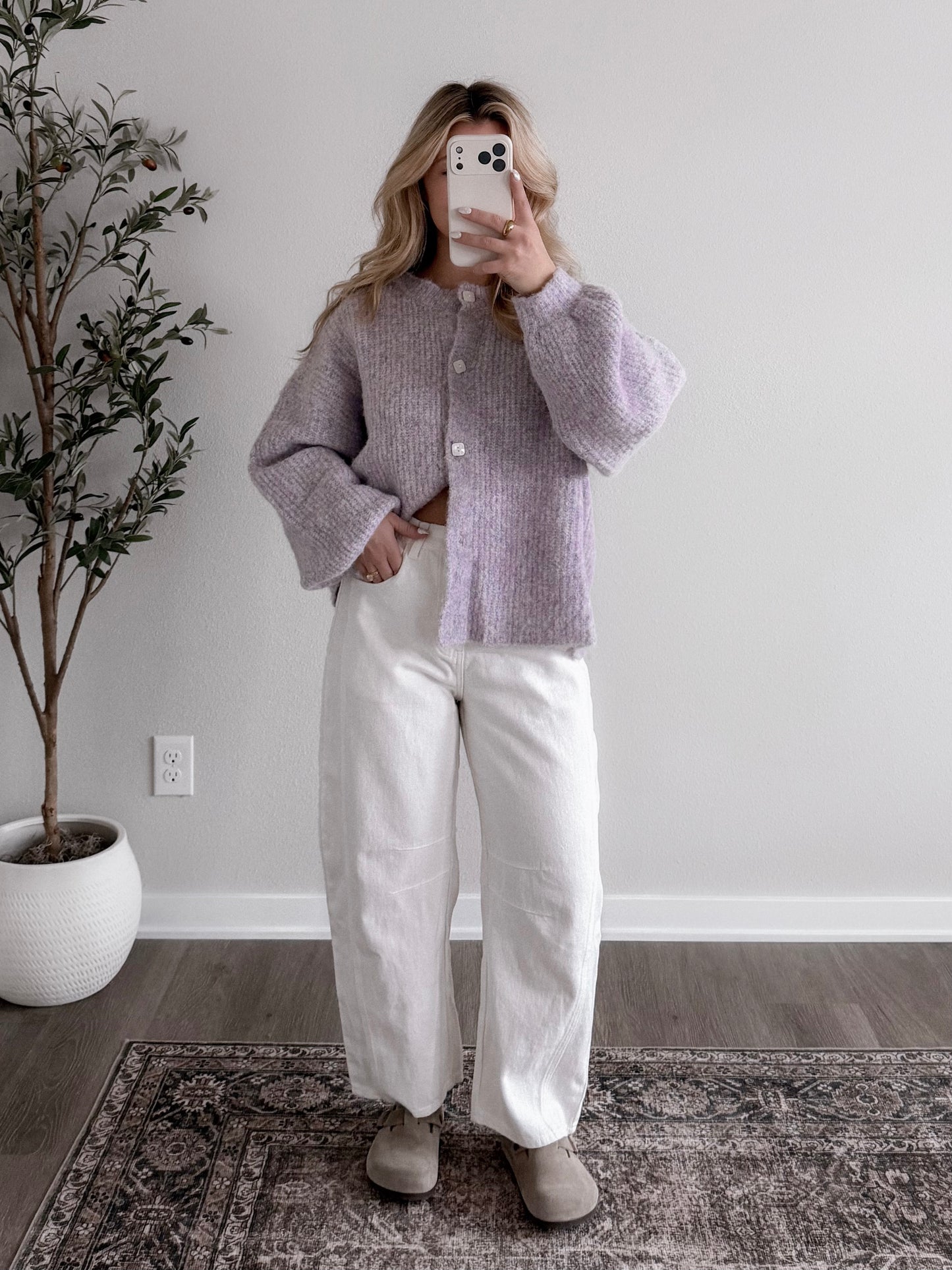 Honey Cove Button Down Sweater / Lilac