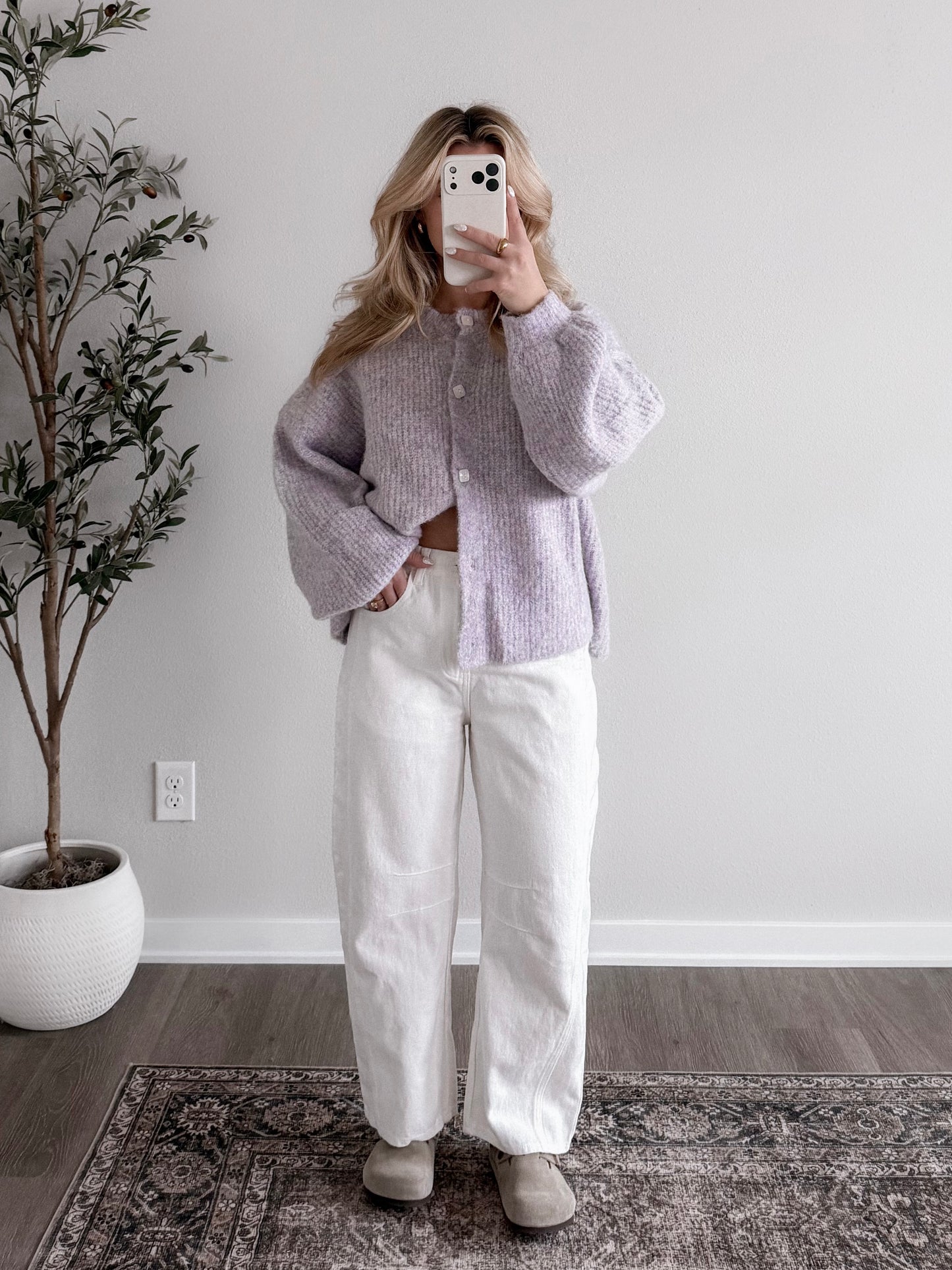 Honey Cove Button Down Sweater / Lilac