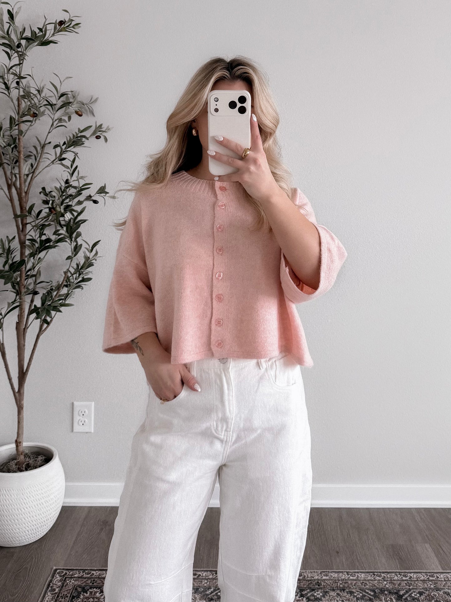 Livia Blush Button Cardigan